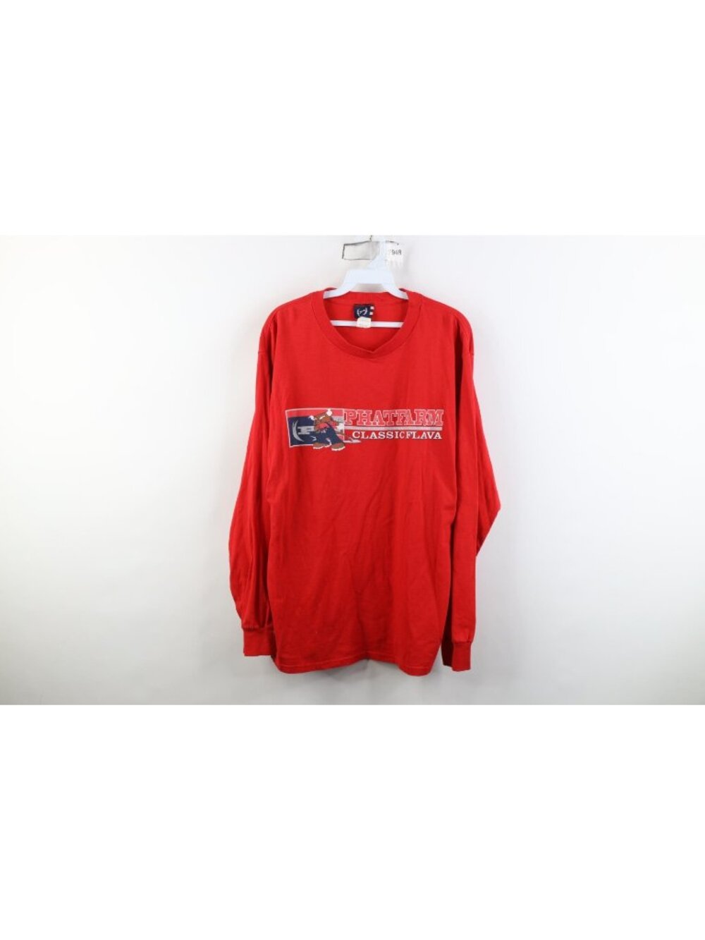 Vtg 90s Phat Farm Mens Medium Faded Spell Out Hip Hop Bull Long Sleeve T-Shirt